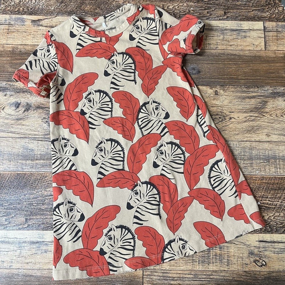Mini Rodini‎ Dress Girls 1.5-3Y Zebra Jungle Shift Summer Casual Beach Vacation